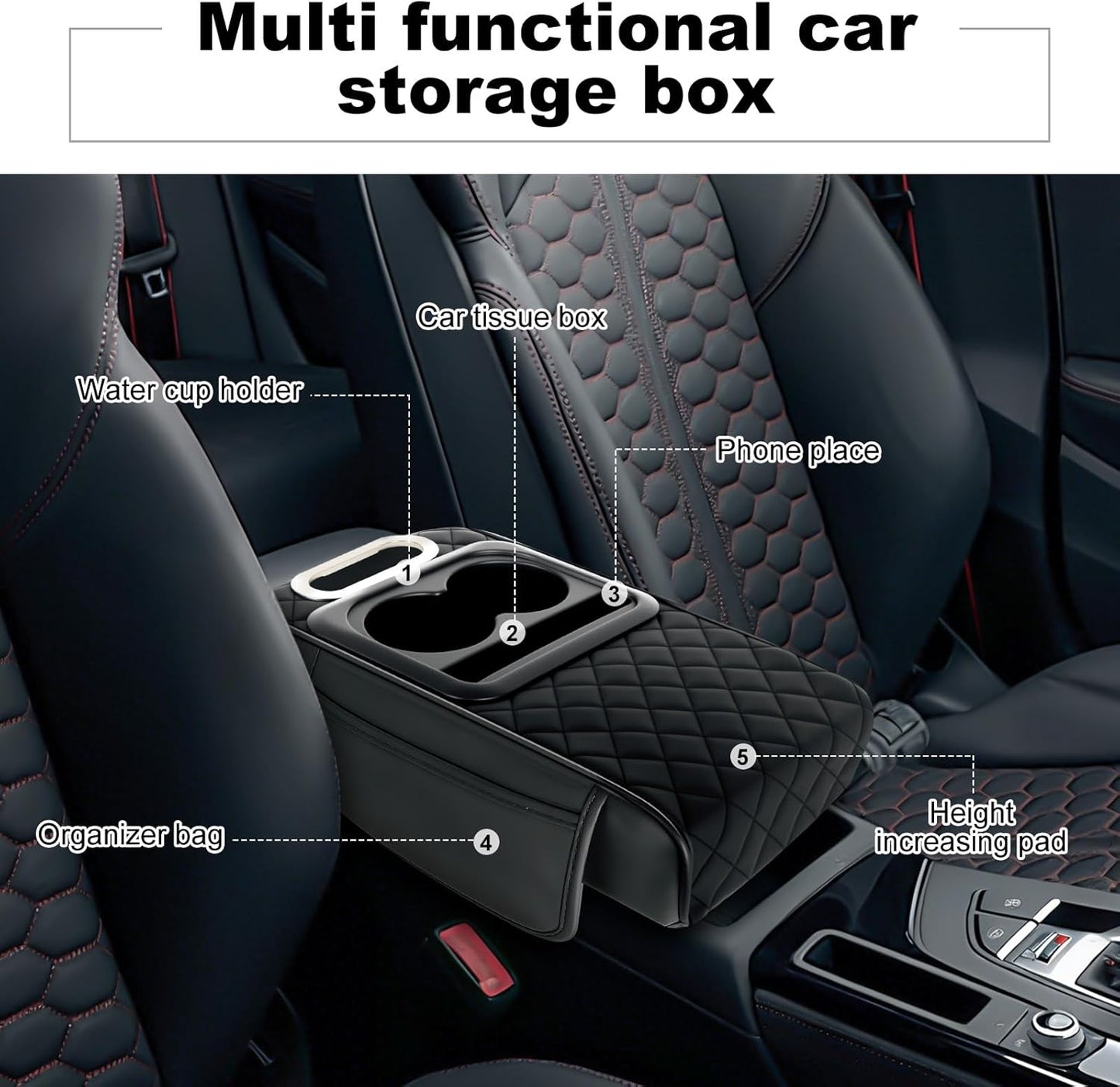 🔥High-quality leather Multifunctional Car Armrest Cushion