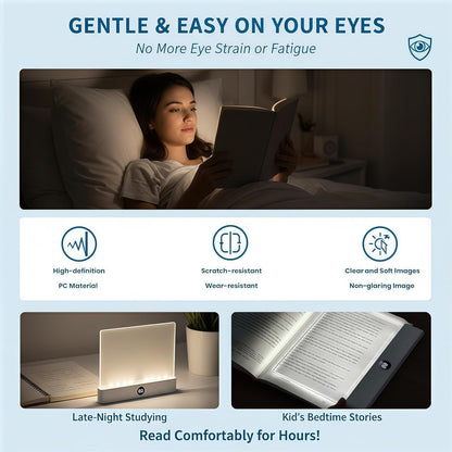✨Newly Upgraded Version Rechargeable Clear LED Flat Book Lights 3 Colors & Timer