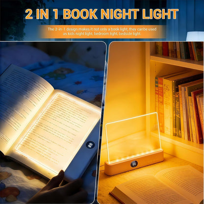 ✨Newly Upgraded Version Rechargeable Clear LED Flat Book Lights 3 Colors & Timer